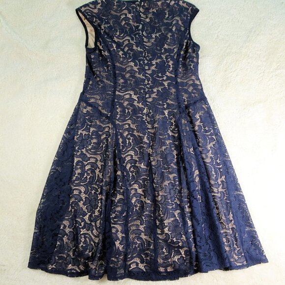 Liz Claiborne Sleeveless Navy Blue Dress Size 10 - Picture 2 of 7
